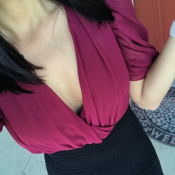 Burgundy Black Bandage Dress - Picture 5 of 5